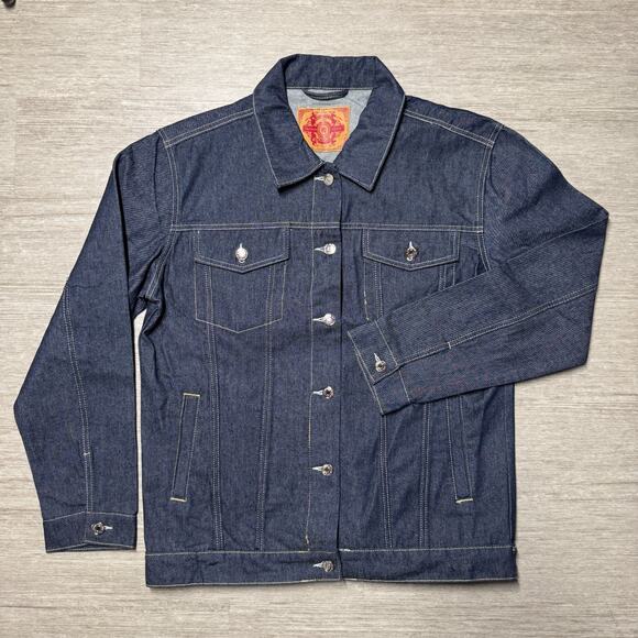 Vintage PJ Mark Jean Jacket Dark Wash Denim Y2K Men's XL Button Collared Trucker - Picture 1 of 8